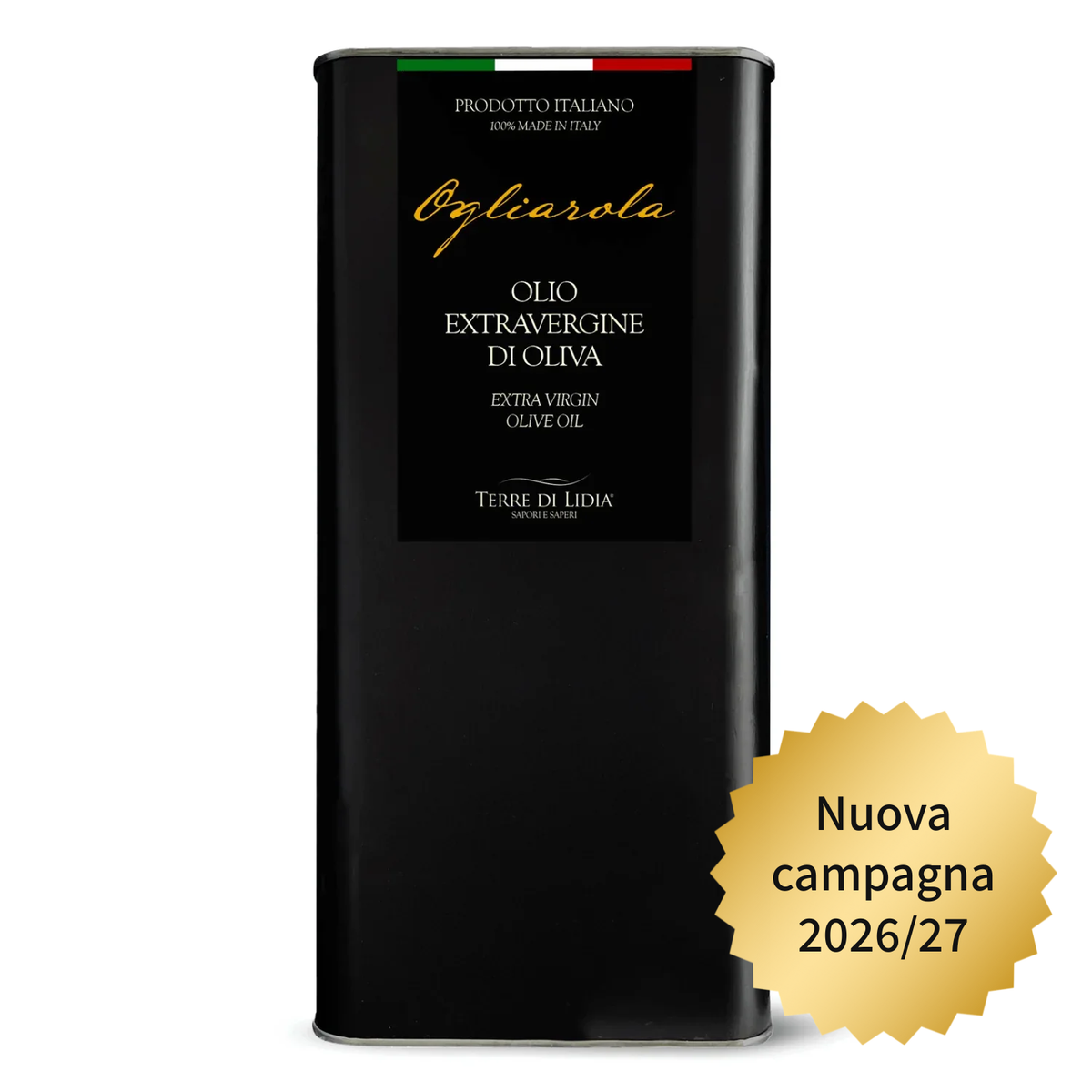 Cultivar Ogliarola - Olio Extravergine di Oliva - Lattina Metallica 5 Litri - Preordine, spedizione dal 15 novembre