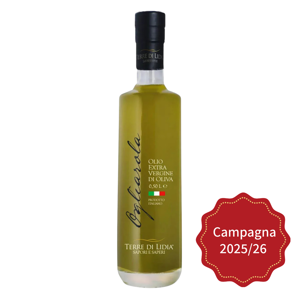 Cultivar Ogliarola - Huile d’olive extra vierge - bouteille en verre de 0,50 L - Campagne 2025/2026
