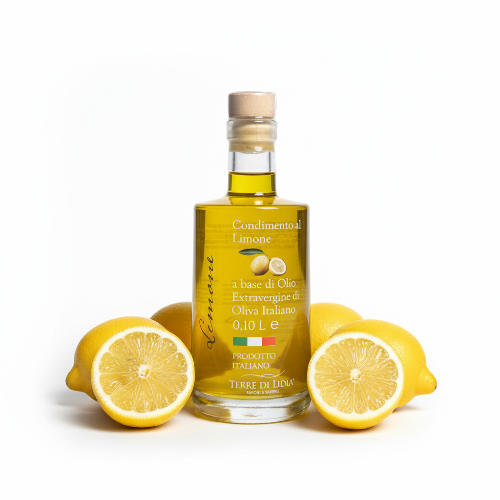 Condimento al Limone - Olio Extravergine di Oliva aromatizzato al Limone - Bottiglia 100ml