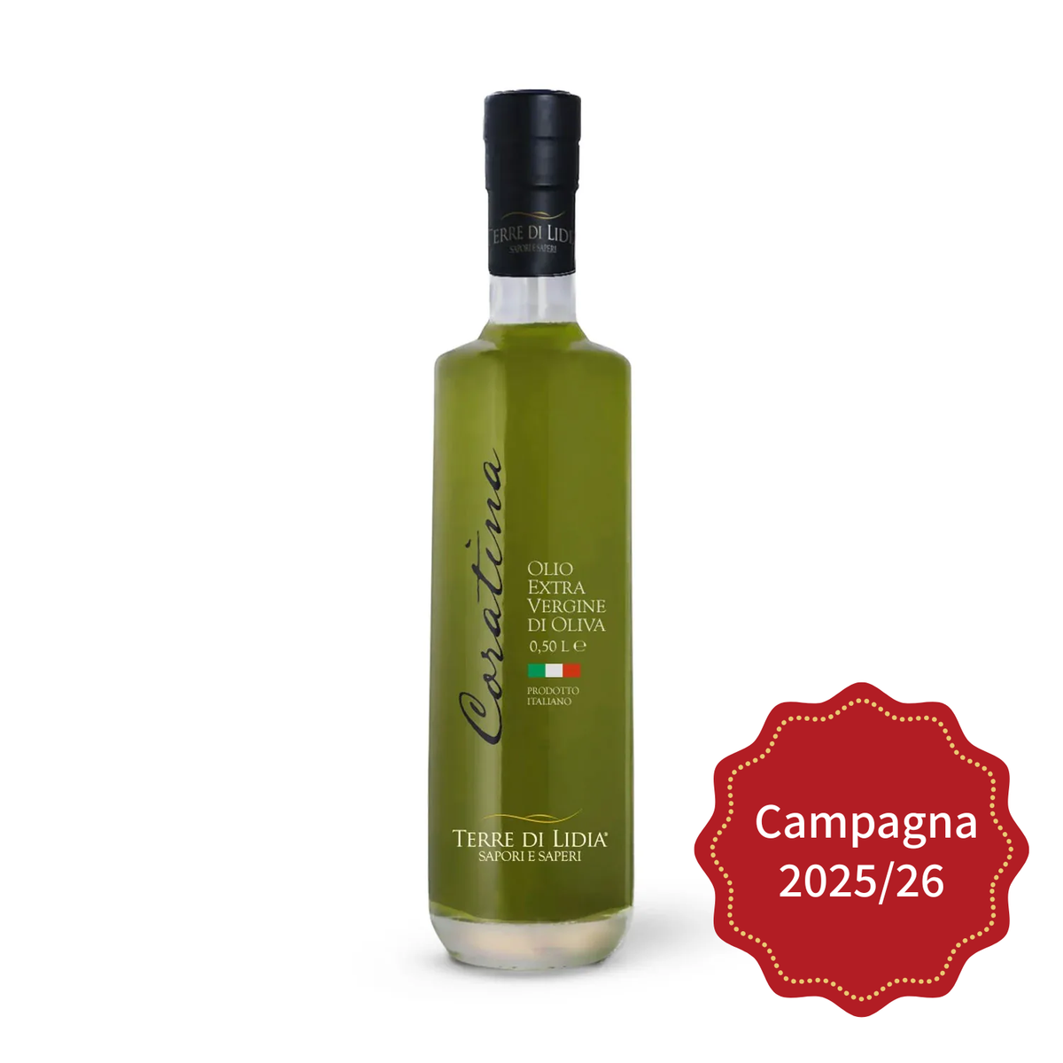 Odmiana Coratina – oliwa z oliwek extra virgin – butelka szklana 0,50 l – kampania 2025/2026