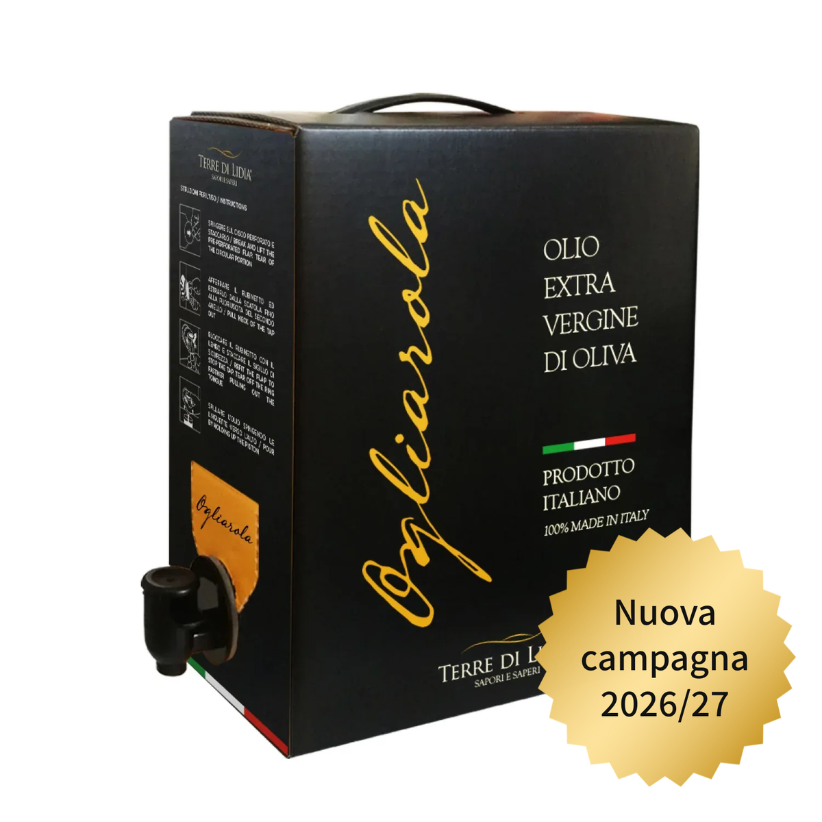 Sorte Ogliarola - Natives Olivenöl Extra - Bag-in-Box 3 Liter - Vorbestellung