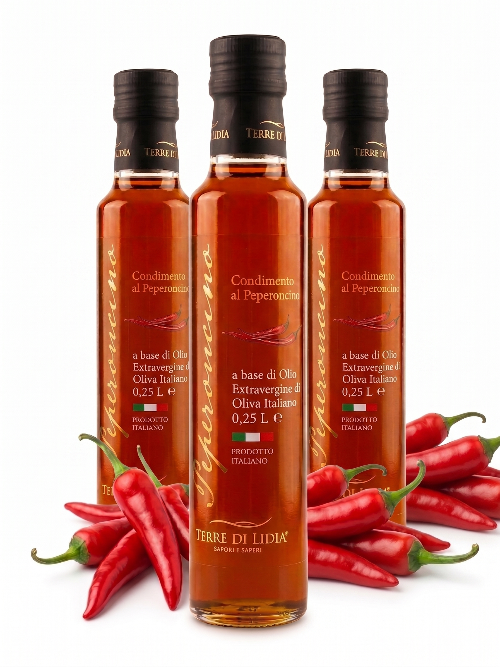 Condimento al Peperoncino Piccante a base di Olio Extravergine di Oliva - 3 x 250ml