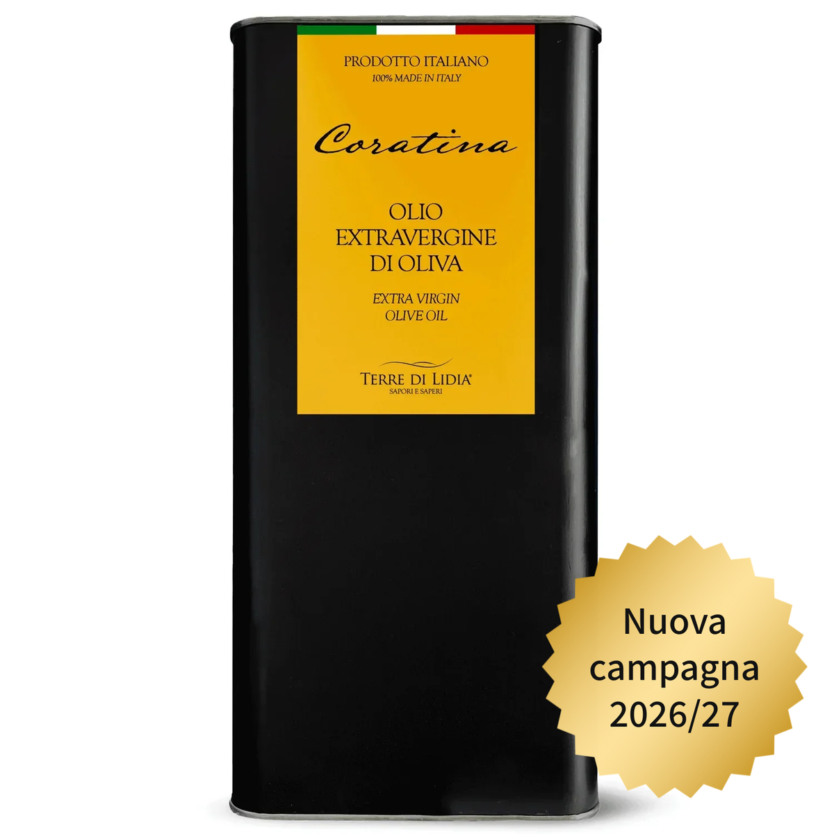 Cultivar Coratina - Olio Extravergine di Oliva - Lattina Metallica 5 Litri - Preordine, spedizione dal 15 novembre