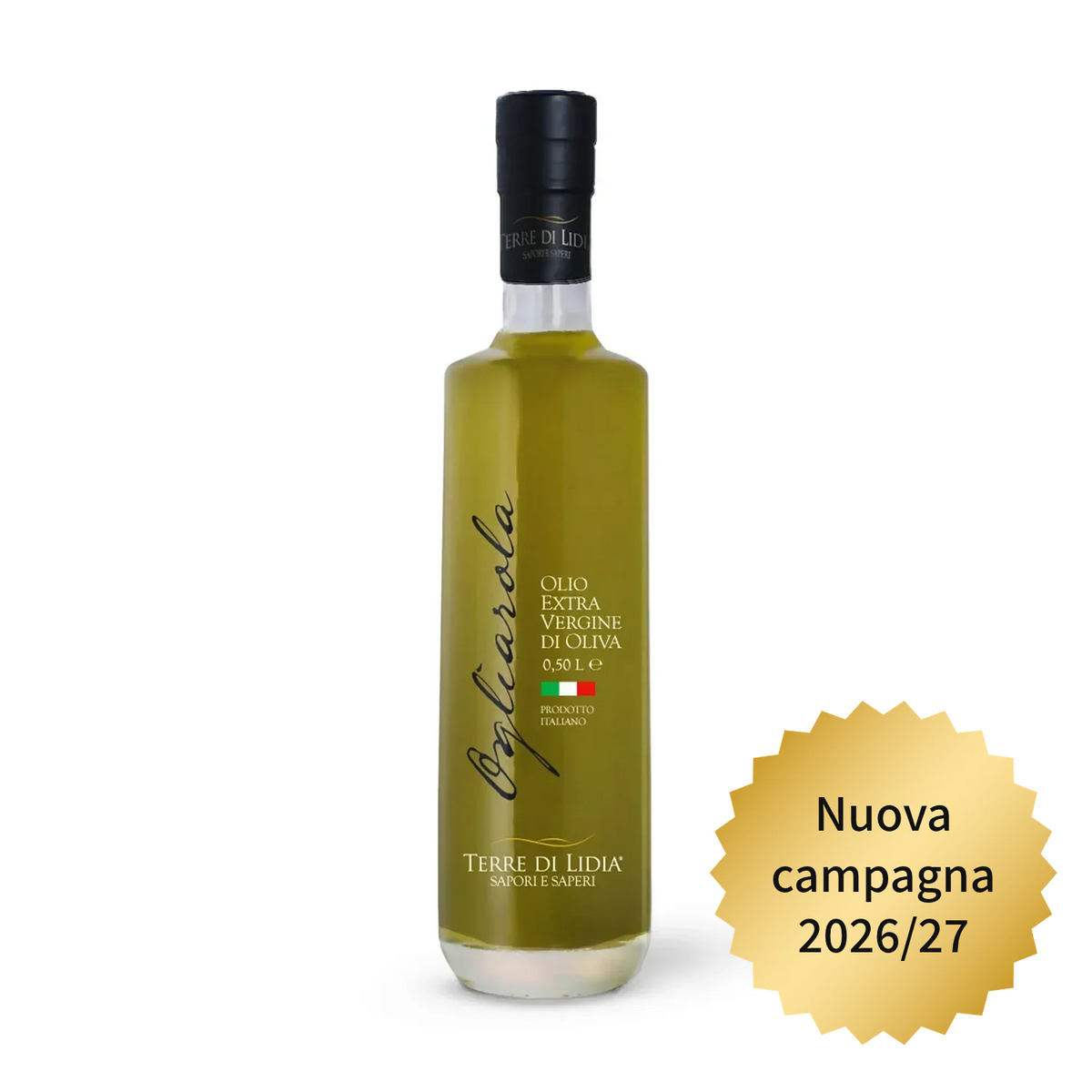 Sorte Ogliarola – Natives Olivenöl extra – 0,50 L Glasflasche – Vorbestellung
