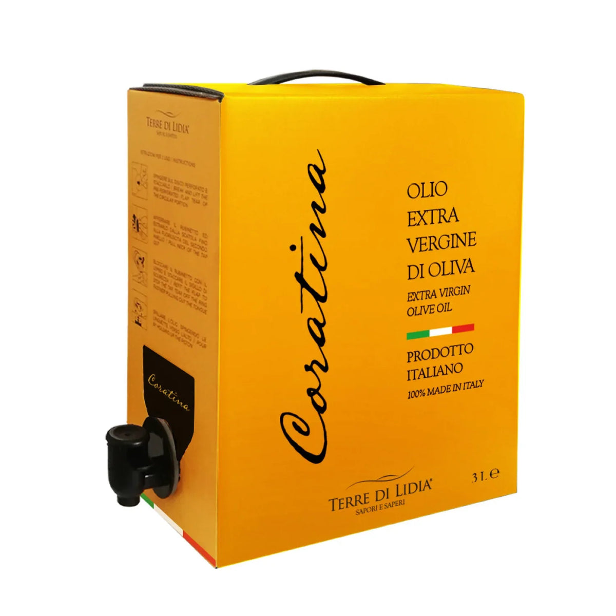 Cultivar Coratina - Olio Extravergine di Oliva - Bag in Box 3 Litri - Campagna 2025/2026 - Terre di Lidia