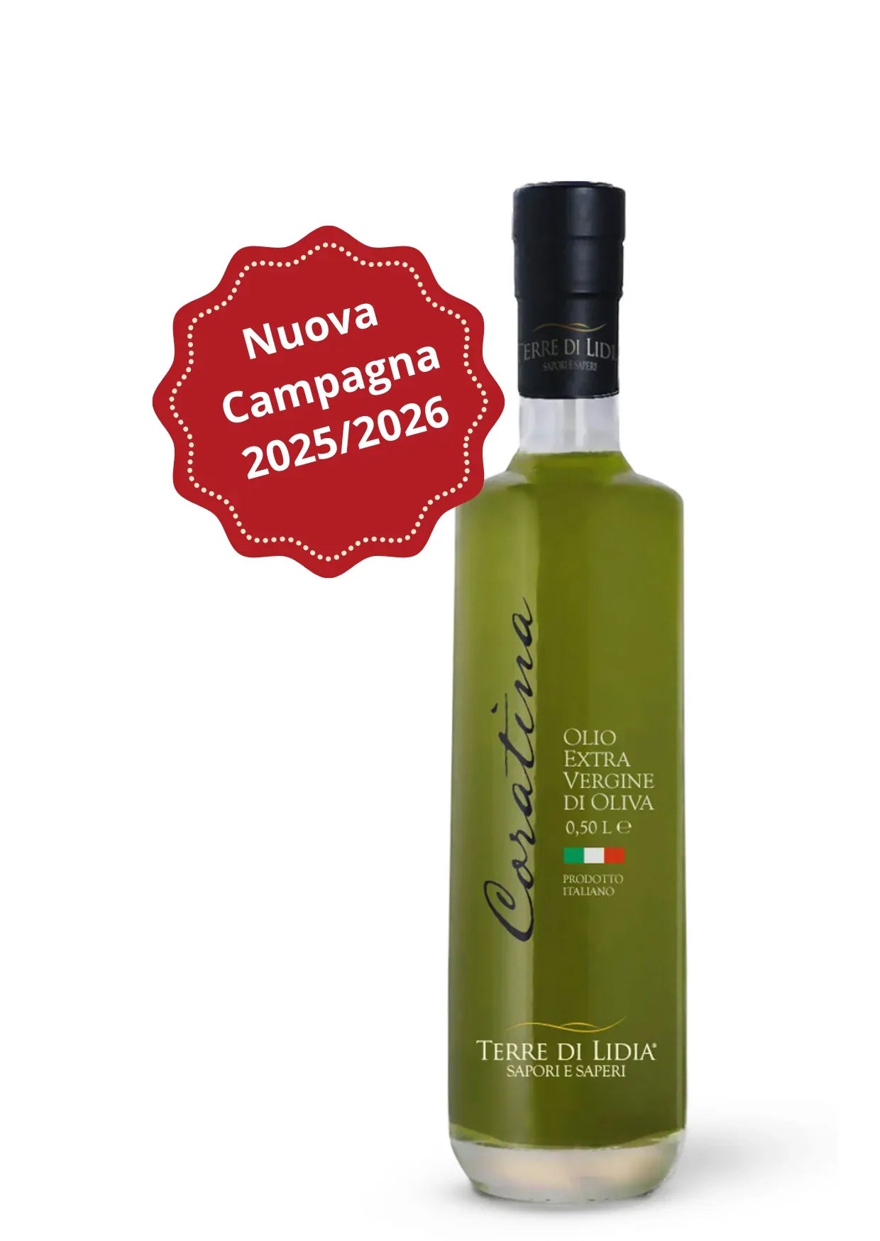 Cultivar Coratina - Olio extravergine di oliva - bottiglia in vetro da 0,50 L - Campagna 2025/2026 - Terre di Lidia