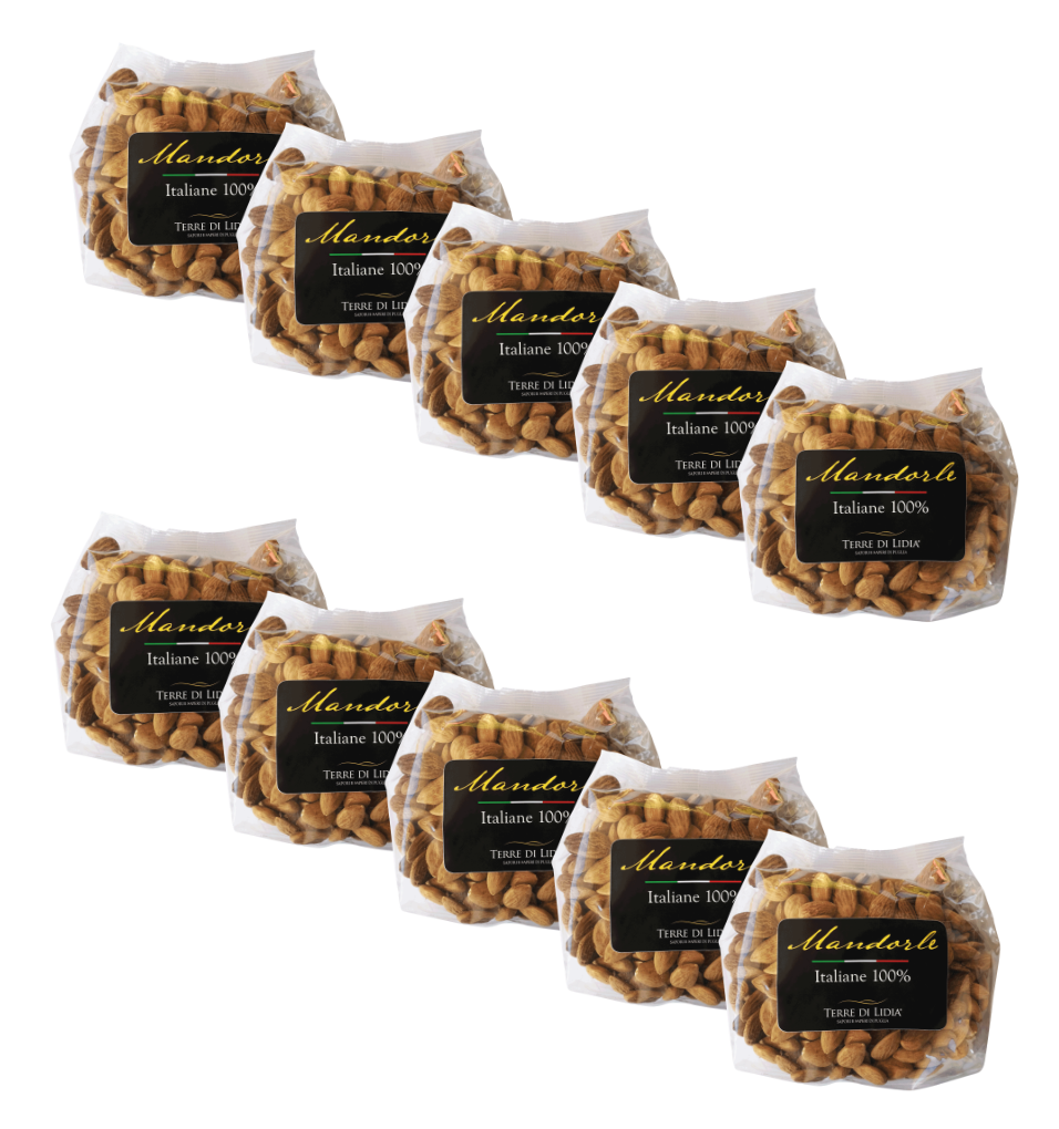 Mandorle dolci grezze sgusciate in Monodosi  (10 Confezioni da 100g)