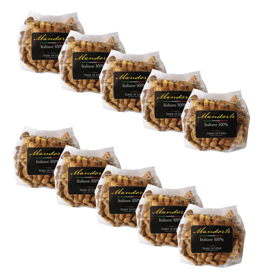 Mandorle dolci grezze sgusciate in Monodosi  (10 Confezioni da 100g)
